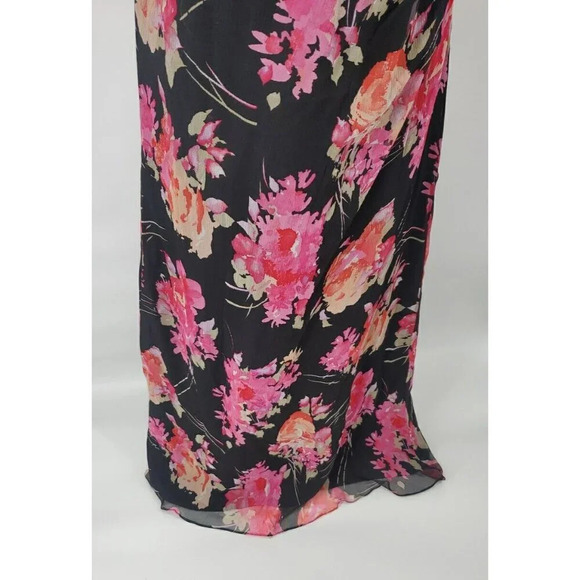 Ricki Freeman Teri Jon Silk Floral Sequin Beaded Halter Maxi Dress Sz 12 - Picture 12 of 16